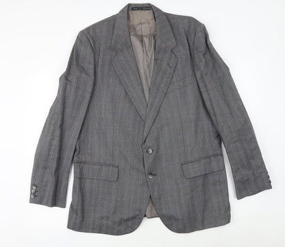 Leonard Mens Grey Check Polyester Jacket Suit Jacket Size 38 Regular