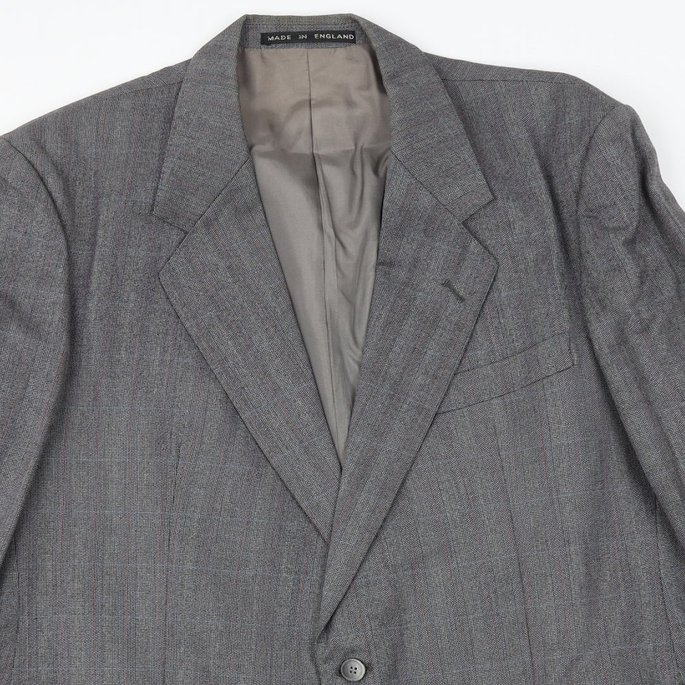 Leonard Mens Grey Check Polyester Jacket Suit Jacket Size 38 Regular