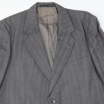 Leonard Mens Grey Check Polyester Jacket Suit Jacket Size 38 Regular