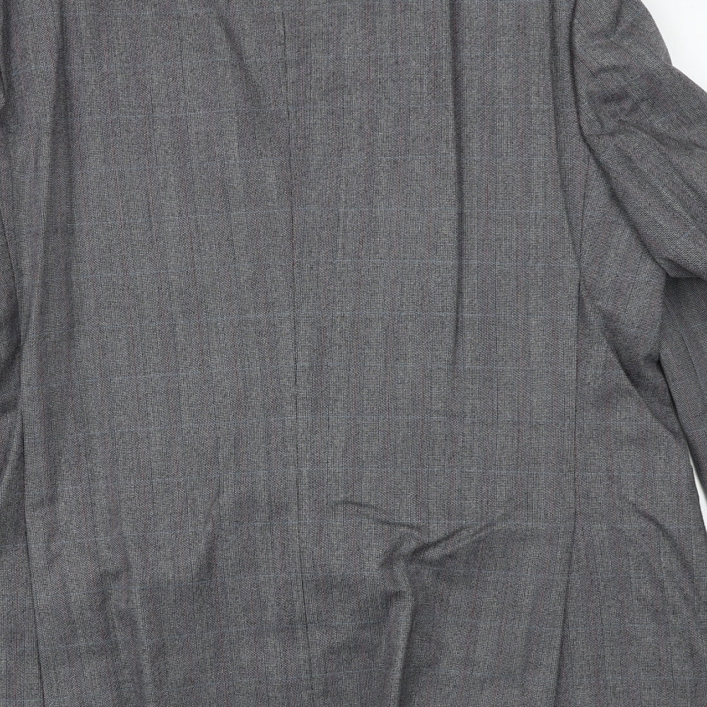Leonard Mens Grey Check Polyester Jacket Suit Jacket Size 38 Regular