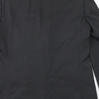 Woolworths Mens Grey Striped Polyester Jacket Suit Jacket Size 42 Regular