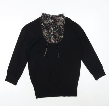 Divine Womens Black Mock Neck Viscose Pullover Jumper Size 14