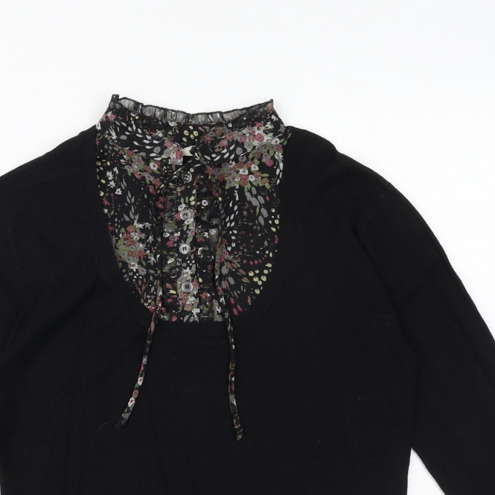 Divine Womens Black Mock Neck Viscose Pullover Jumper Size 14