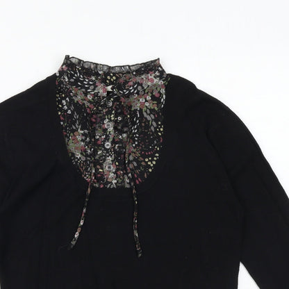 Divine Womens Black Mock Neck Viscose Pullover Jumper Size 14