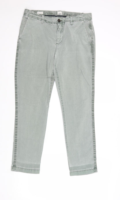 Womens UK Size 6 Gap Regular Fit Chino Green Trousers