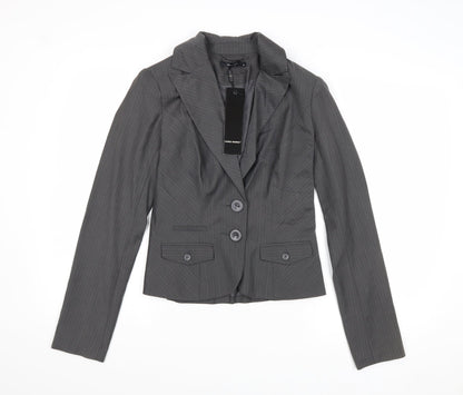 Additional front view of Vera Moda women’s grey striped polyester jacket suit jacket, size UK 8