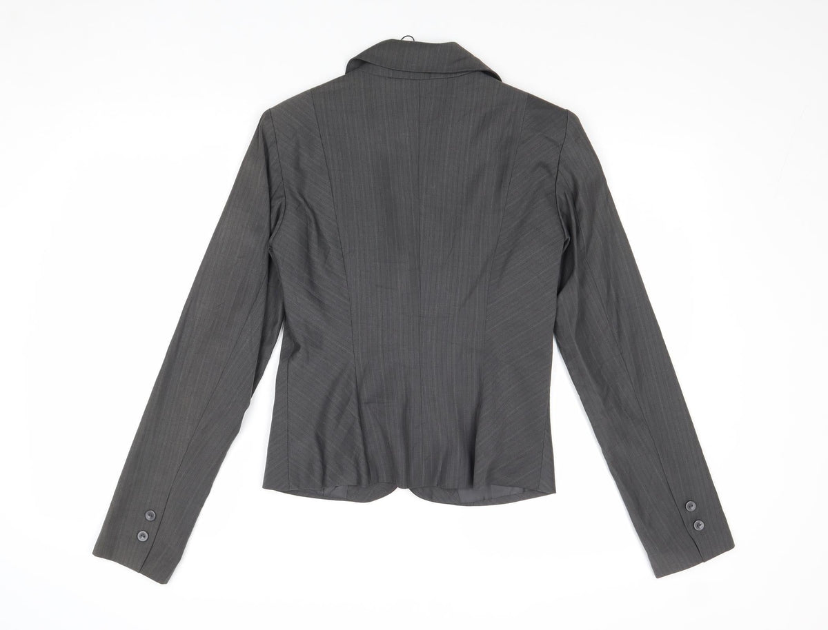 Back view of Vera Moda women’s grey striped polyester jacket suit jacket, size UK 8
