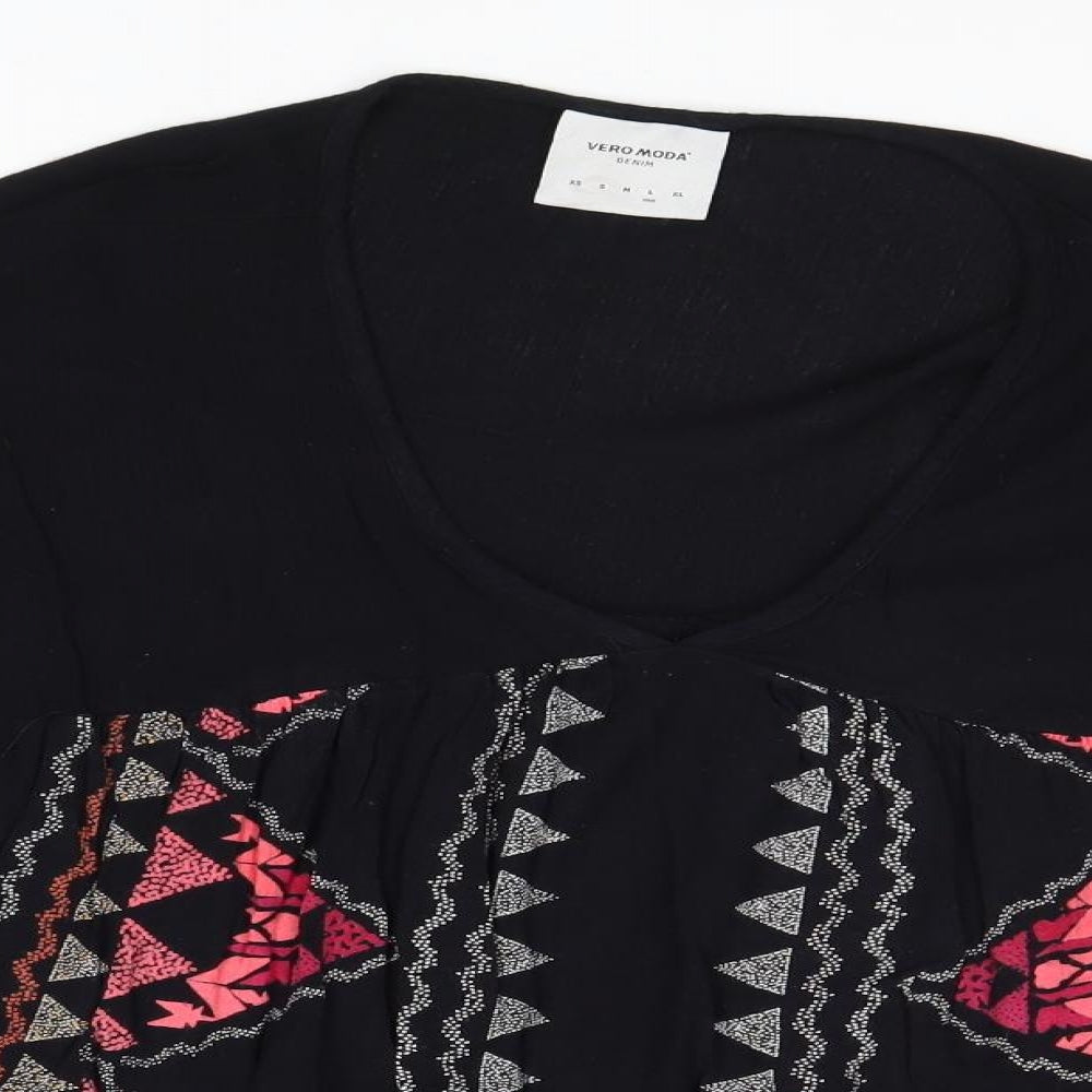 Womens UK Size XS Vera Moda Black Basic Blouse