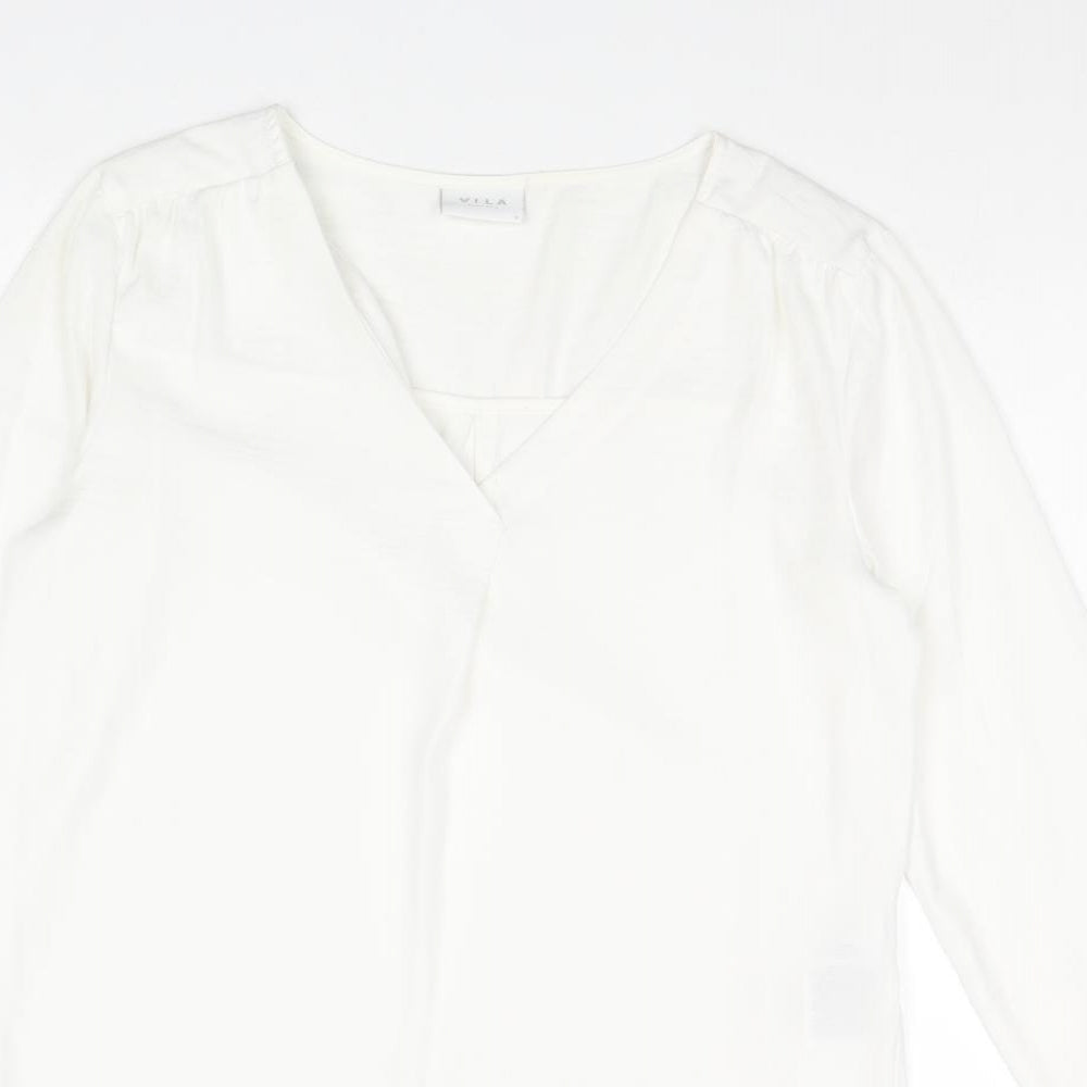 Womens UK Size S VILA White Basic Blouse