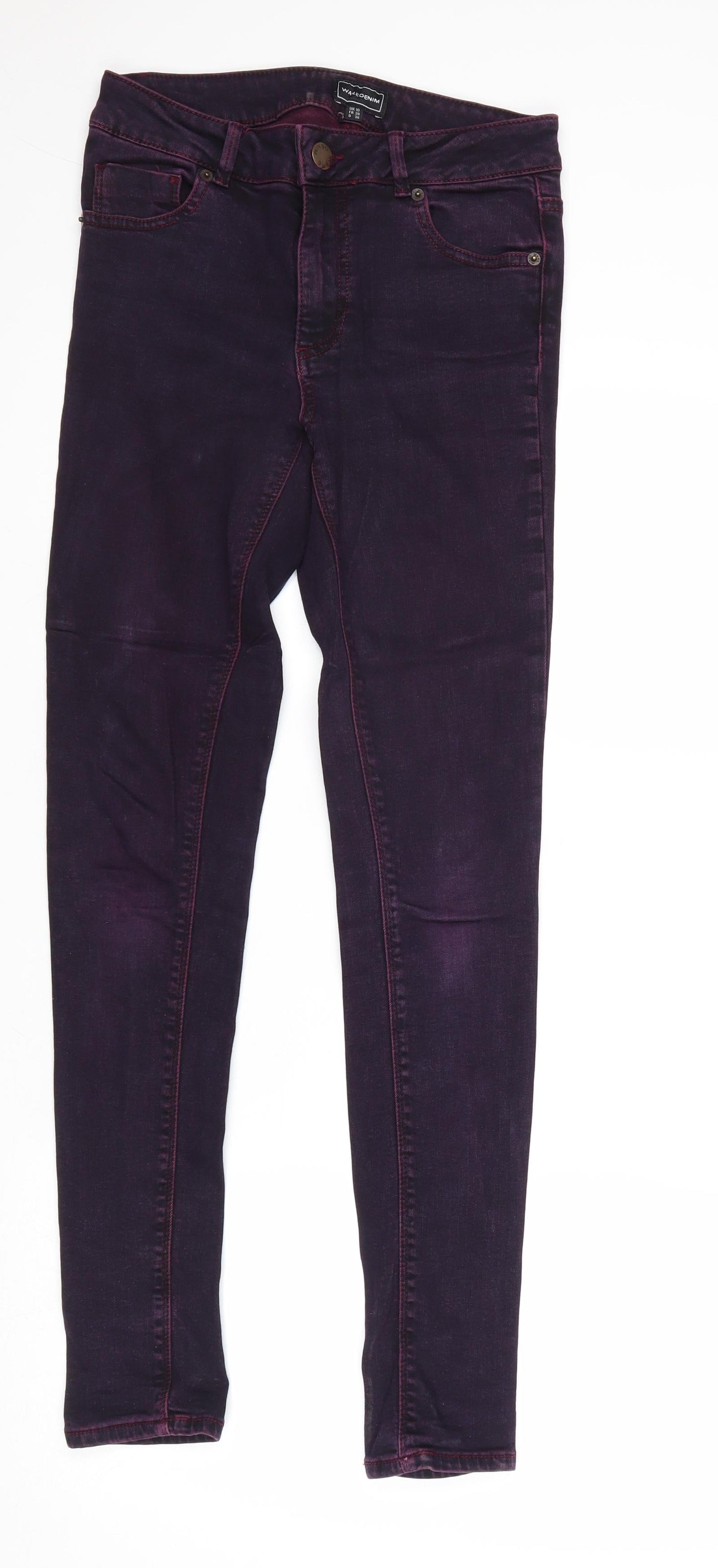 Womens UK Size 10 Warehouse Regular Fit Skinny Purple Jeans
