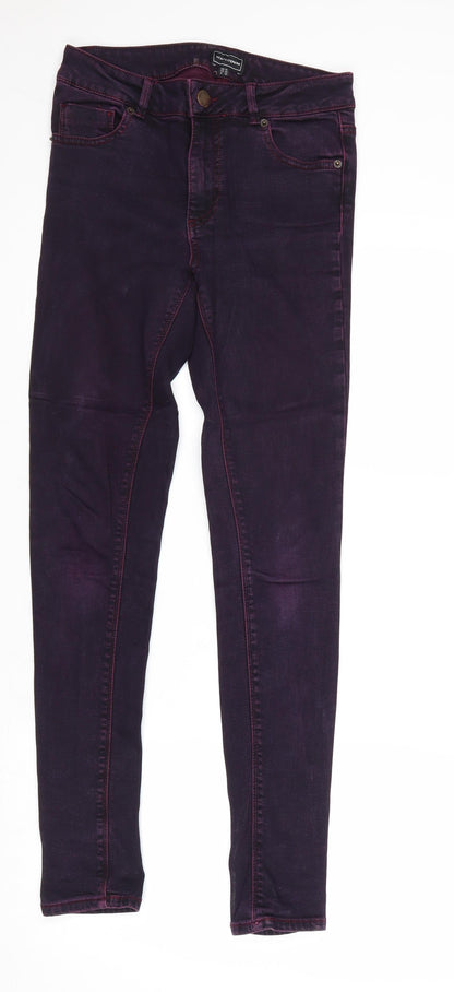 Womens UK Size 10 Warehouse Regular Fit Skinny Purple Jeans