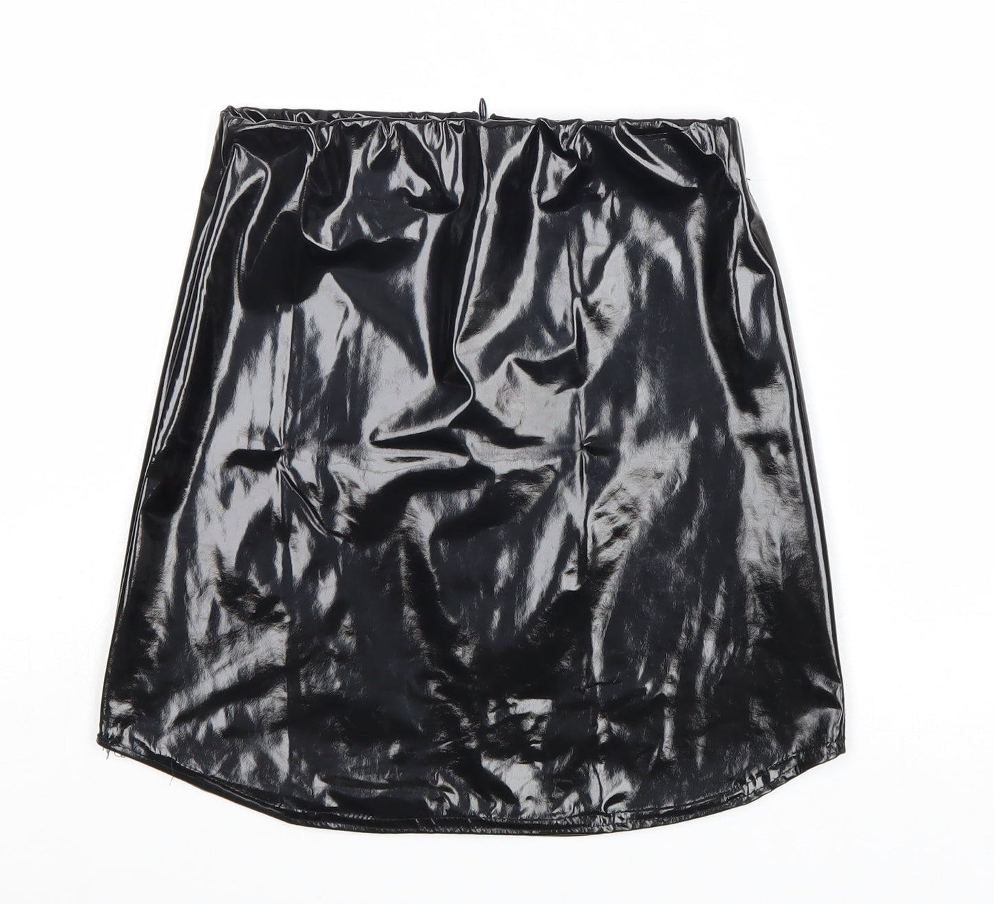 Missguided Womens Black Polyester A-Line Skirt Size 8 Zip