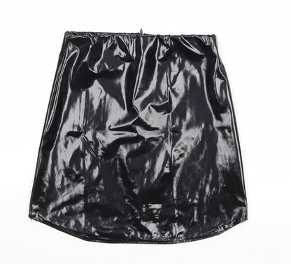 Missguided Womens Black Polyester A-Line Skirt Size 8 Zip