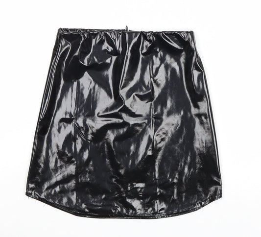 Missguided Womens Black Polyester A-Line Skirt Size 8 Zip