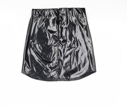 Missguided Womens Black Polyester A-Line Skirt Size 8 Zip