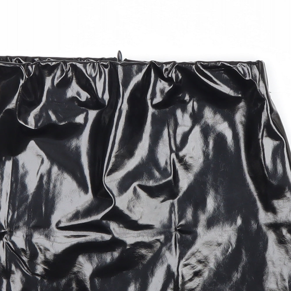 Missguided Womens Black Polyester A-Line Skirt Size 8 Zip