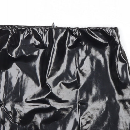 Missguided Womens Black Polyester A-Line Skirt Size 8 Zip