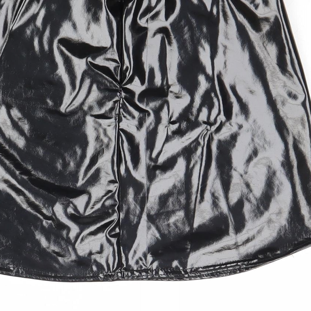 Missguided Womens Black Polyester A-Line Skirt Size 8 Zip