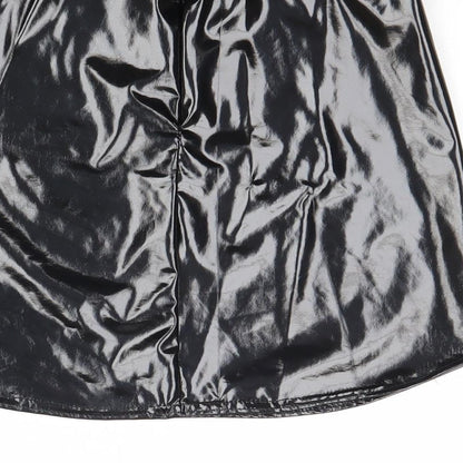 Missguided Womens Black Polyester A-Line Skirt Size 8 Zip