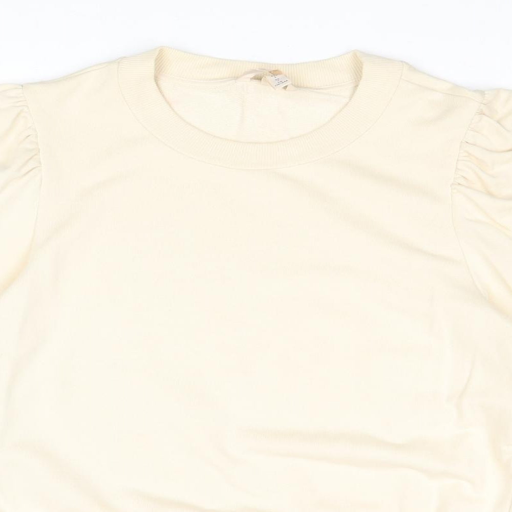 H&M Womens Beige Cotton Pullover Sweatshirt Size L Pullover