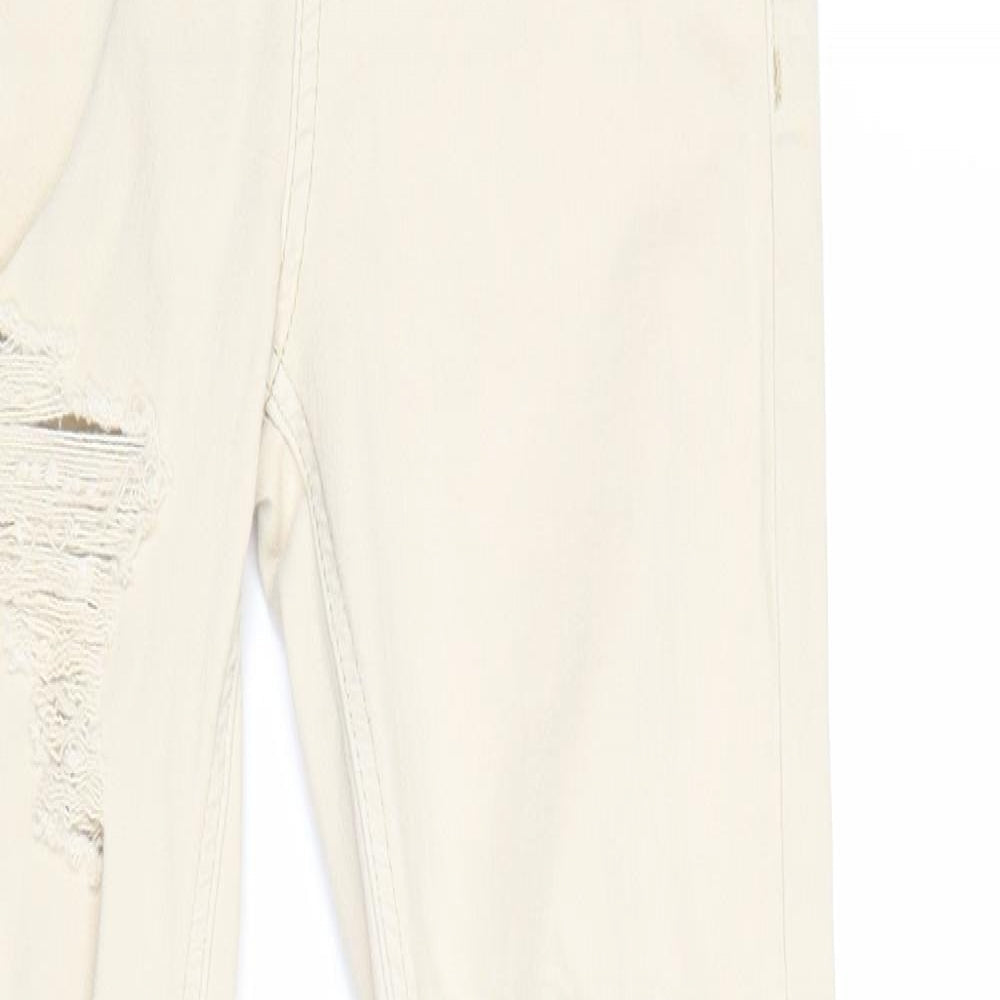Topshop Womens Beige Herringbone Cotton Skinny Jeans Size 26 Regular Zip
