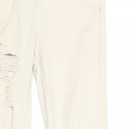 Topshop Womens Beige Herringbone Cotton Skinny Jeans Size 26 Regular Zip