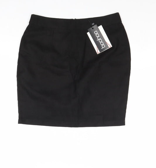 Boohoo Womens Black Polyester A-Line Skirt Size 8 Zip