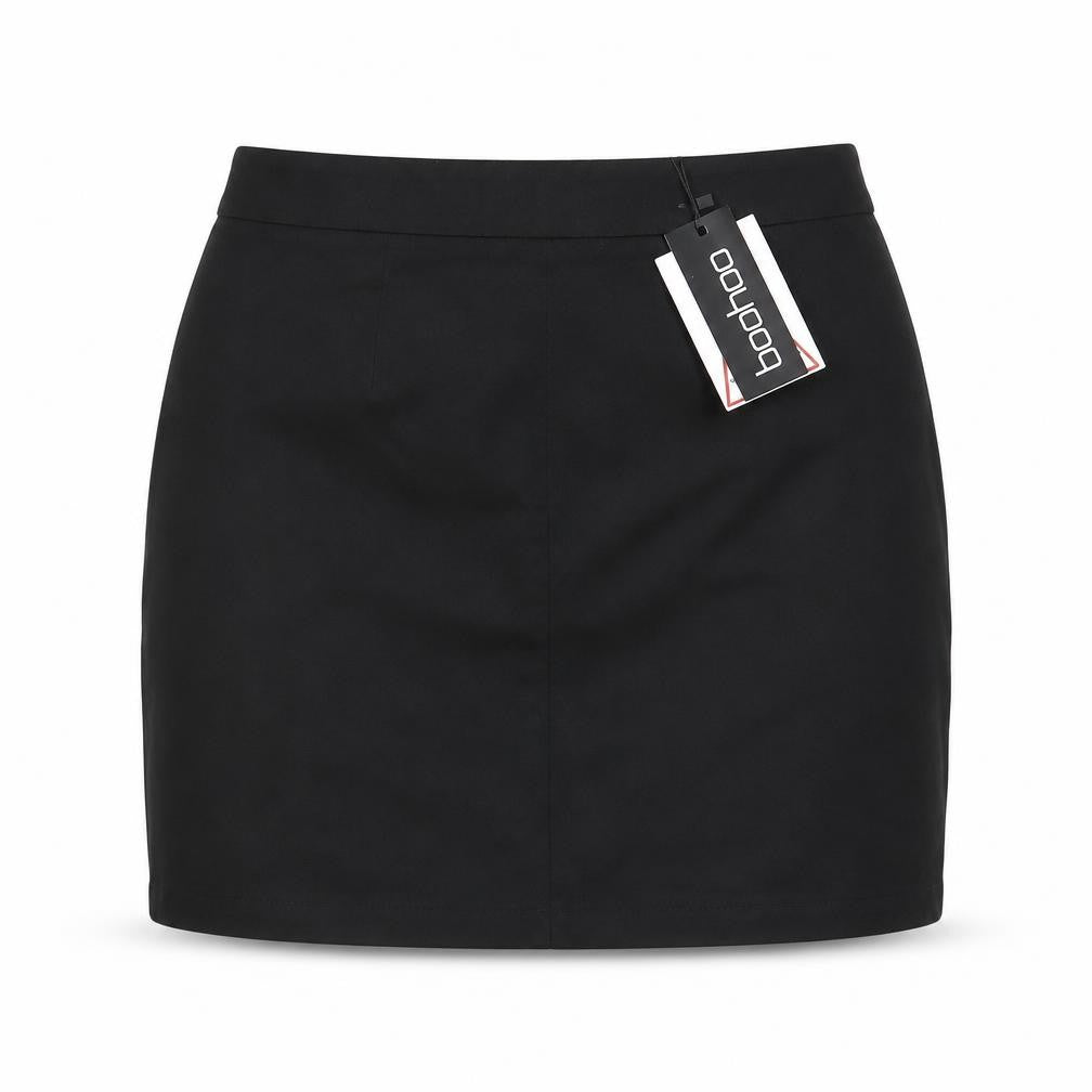 Boohoo Womens Black Polyester A-Line Skirt Size 8 Zip