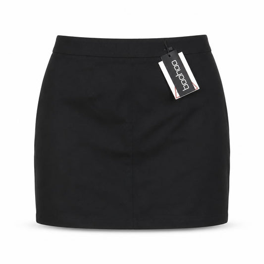 Boohoo Womens Black Polyester A-Line Skirt Size 8 Zip