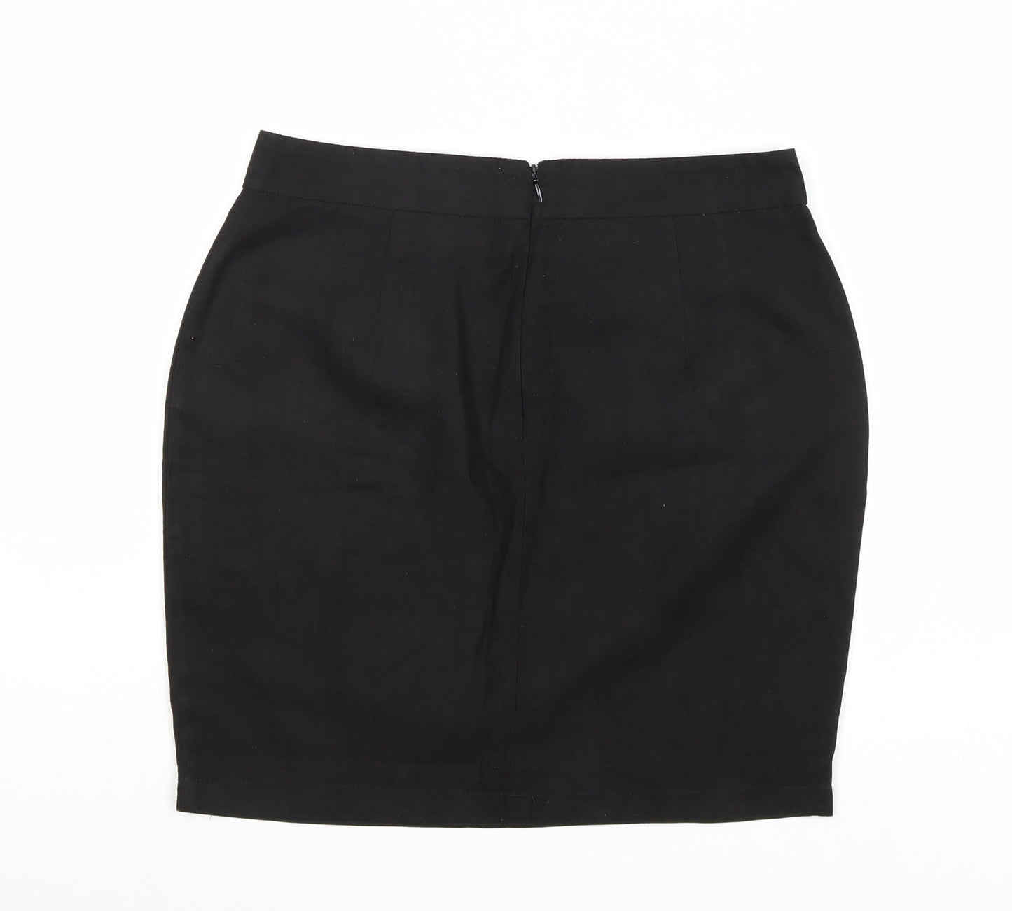 Boohoo Womens Black Polyester A-Line Skirt Size 8 Zip