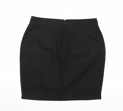 Boohoo Womens Black Polyester A-Line Skirt Size 8 Zip