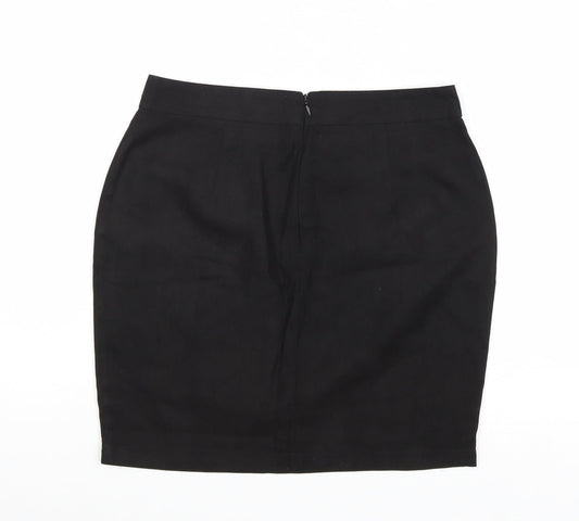 Boohoo Womens Black Polyester A-Line Skirt Size 8 Zip
