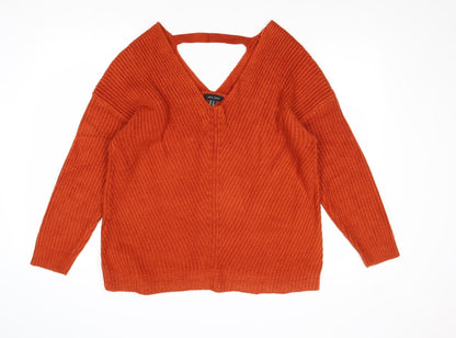 Womens UK Size M New Look Orange Pullover Jumper