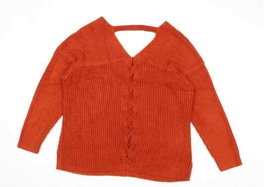 Womens UK Size M New Look Orange Pullover Jumper