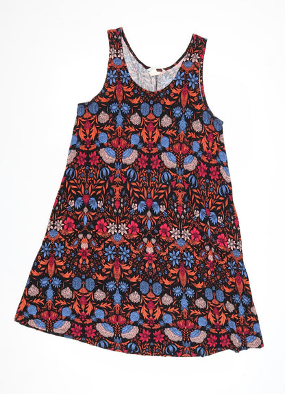 H&M Womens Multicoloured Geometric Viscose Trapeze & Swing Size M Round Neck Pullover