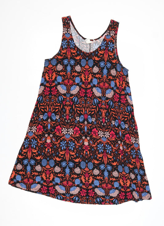 H&M Womens Multicoloured Geometric Viscose Trapeze & Swing Size M Round Neck Pullover