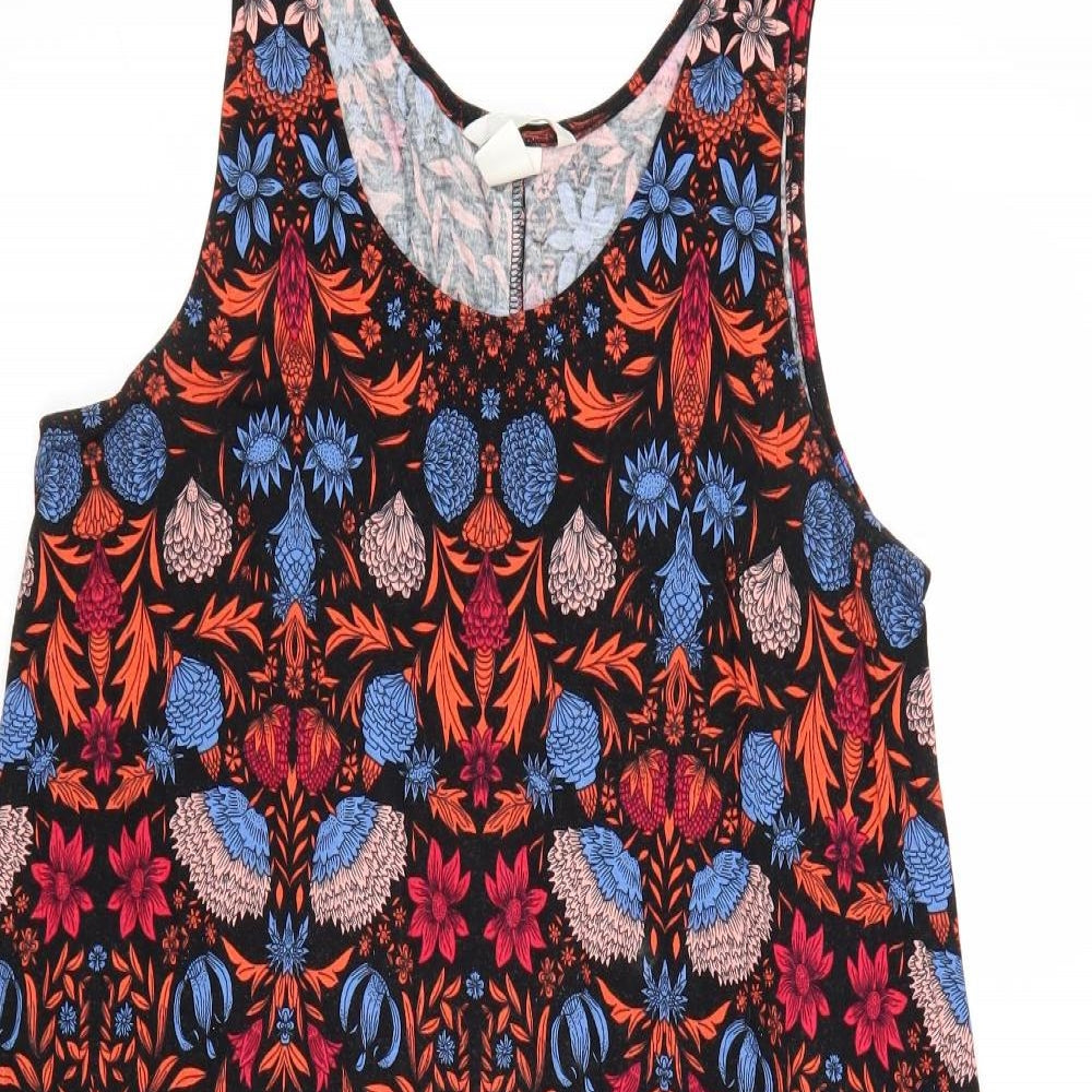 H&M Womens Multicoloured Geometric Viscose Trapeze & Swing Size M Round Neck Pullover