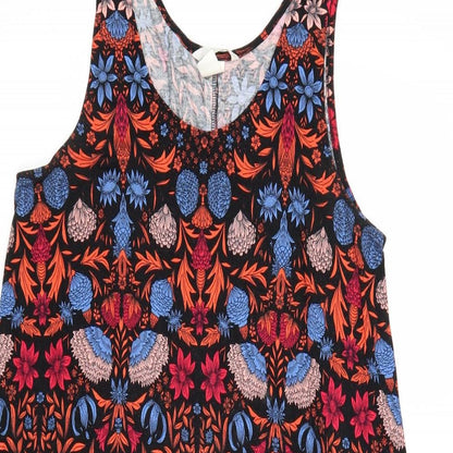 H&M Womens Multicoloured Geometric Viscose Trapeze & Swing Size M Round Neck Pullover