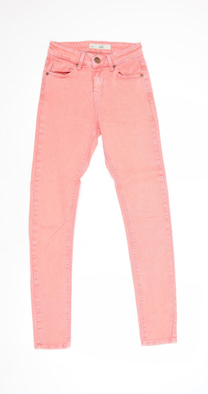 Topshop Womens Pink Cotton Skinny Jeans Size 25 in Regular Zip