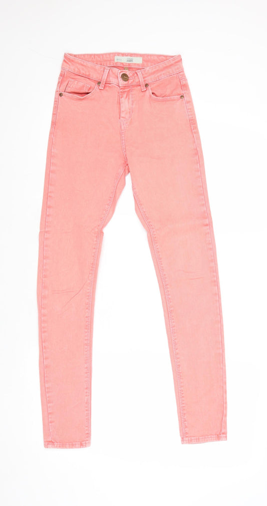 Topshop Womens Pink Cotton Skinny Jeans Size 25 in Regular Zip