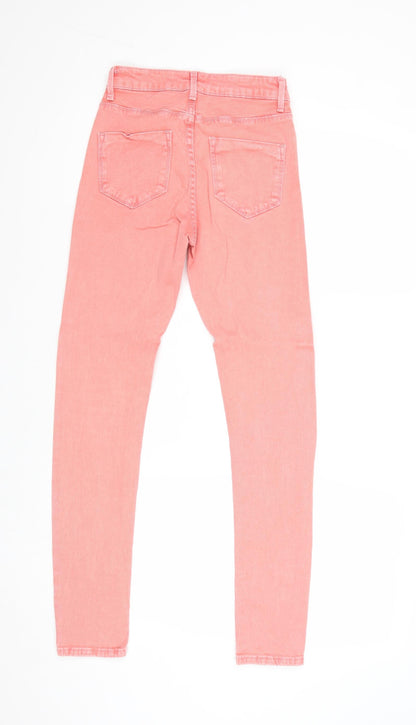 Topshop Womens Pink Cotton Skinny Jeans Size 25 in Regular Zip