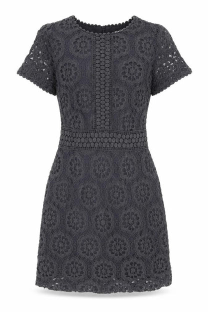 Oasis Womens Grey Geometric Cotton A-Line Size XS Round Neck Zip