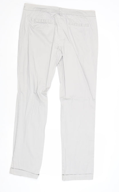 Ostin Mens Grey Cotton Chino Trousers Size XL Regular Zip