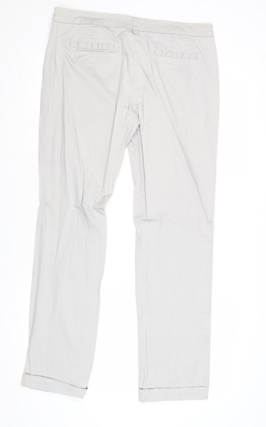 Ostin Mens Grey Cotton Chino Trousers Size XL Regular Zip