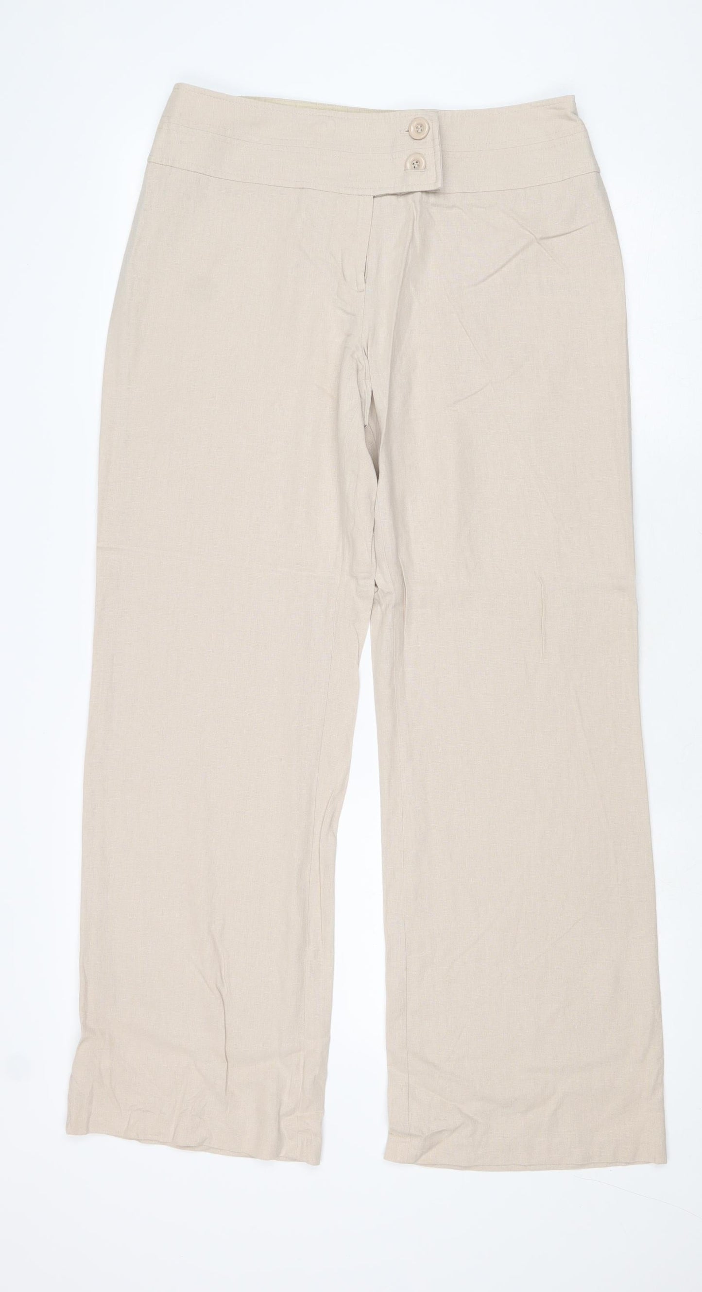 Womens UK Size 12 Debenhams Regular Fit  Beige Trousers