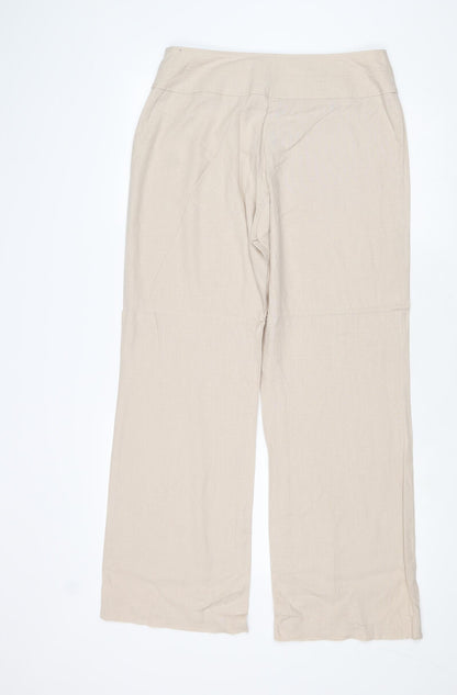 Womens UK Size 12 Debenhams Regular Fit  Beige Trousers