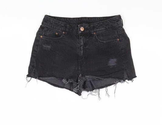 Divided by H&M Womens Black Cotton Cut-Off Shorts Size 8 Regular Zip