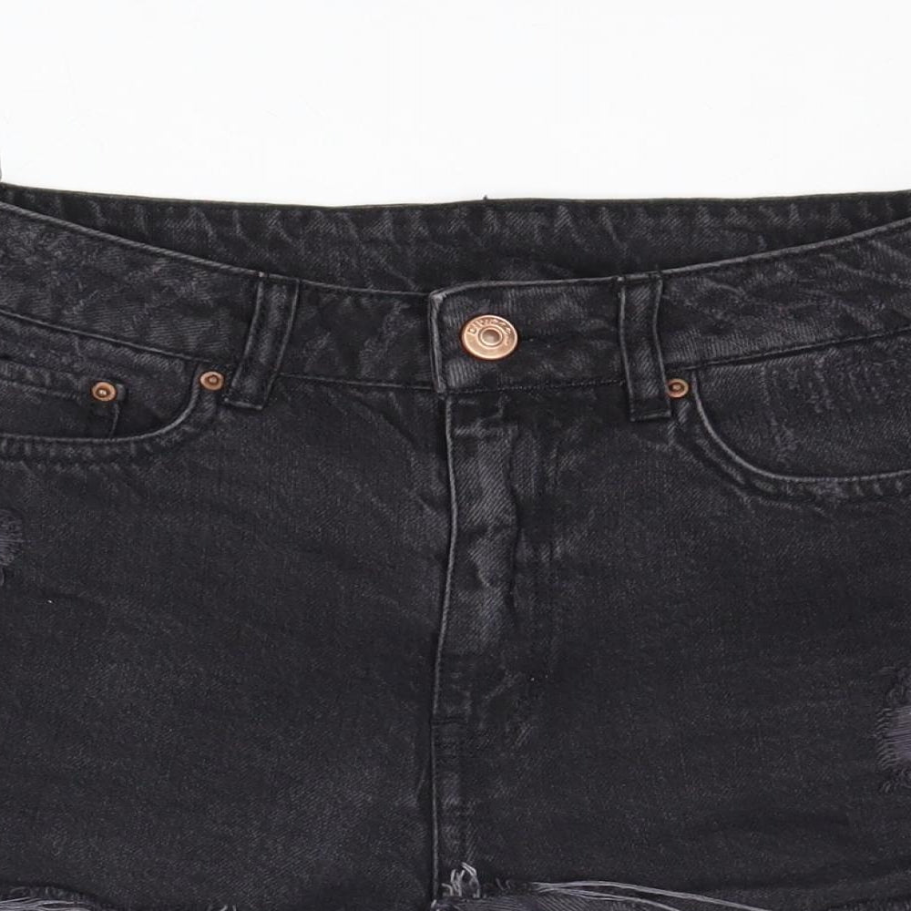 Divided by H&M Womens Black Cotton Cut-Off Shorts Size 8 Regular Zip