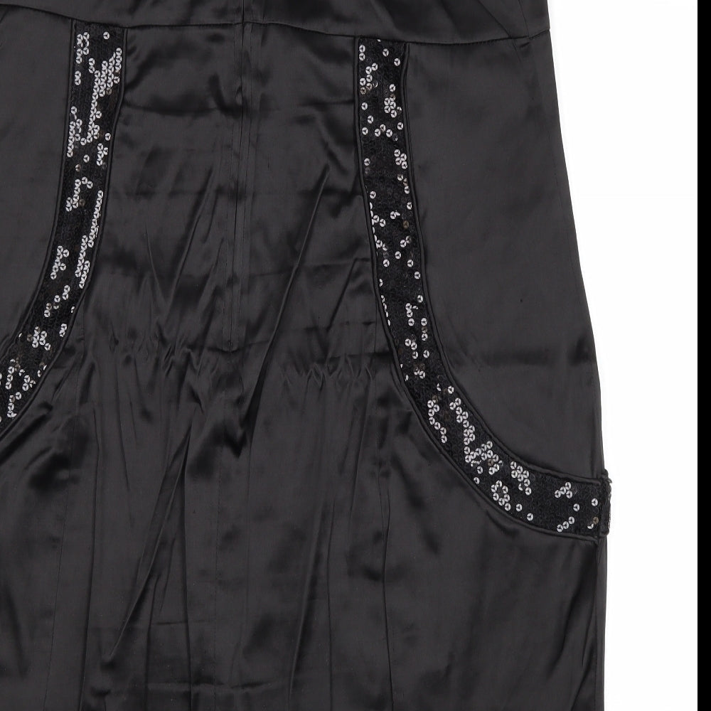 FOREVER 21 Womens Black Polyester A-Line Size XL Off the Shoulder Zip