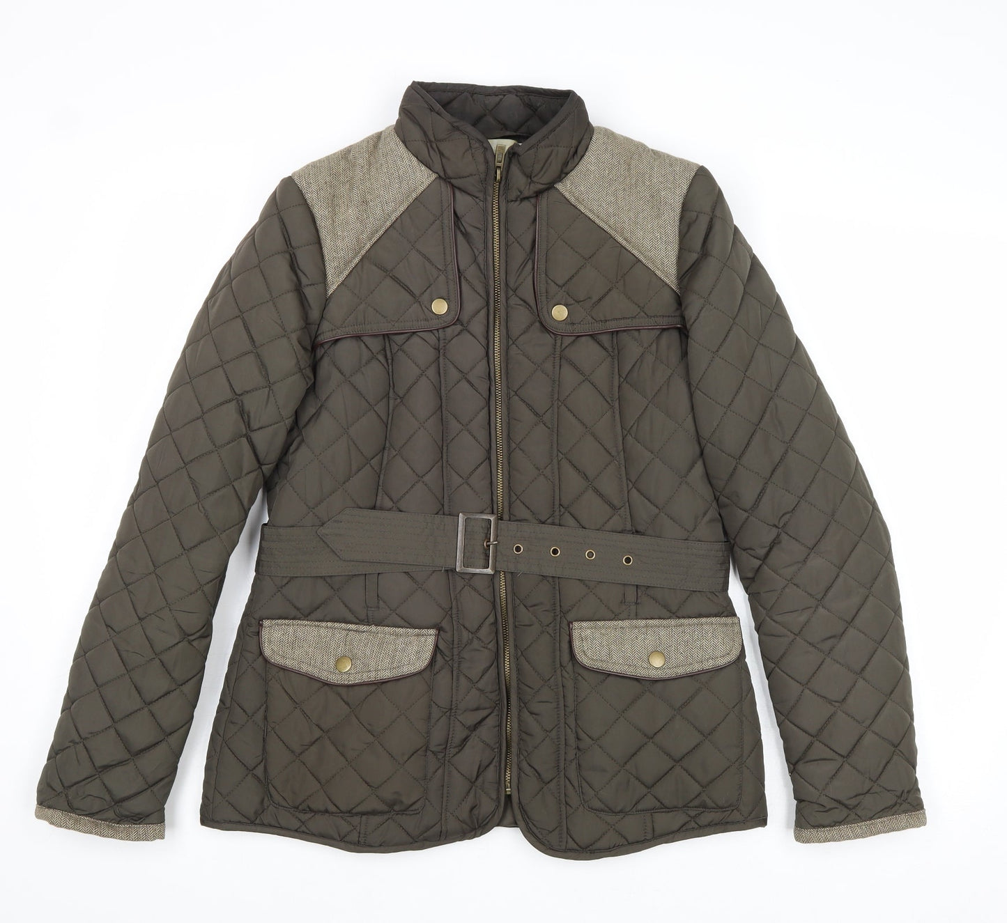 Red Herring Womens Green Quilted Jacket Size 10 Zip